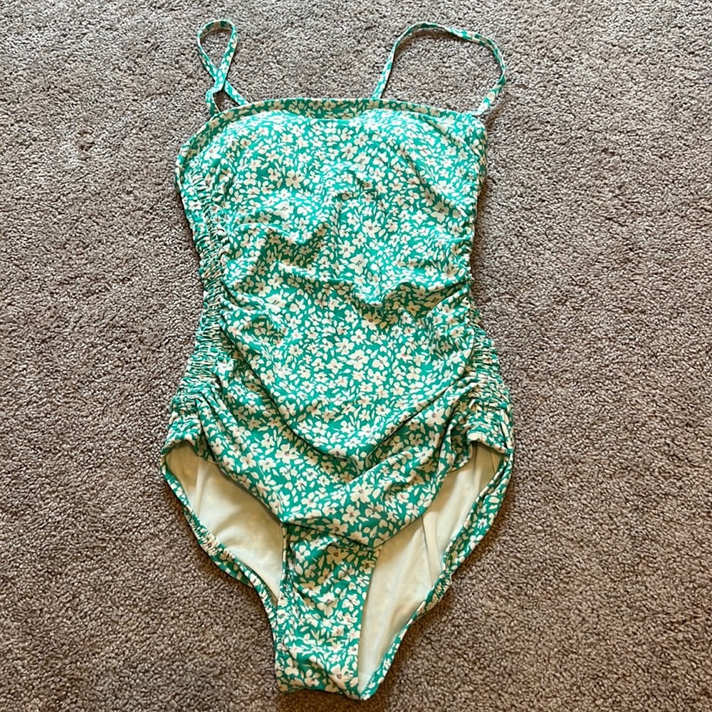 Kona Sol Blue Floral One Piece Swimsuit - Size Large